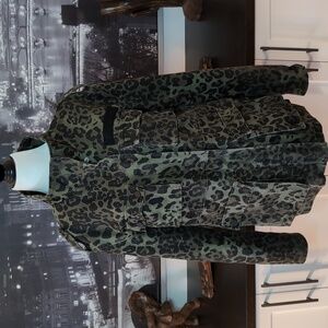 Avec Les Filles Women's Anthropologie Olive Print Cargo Jacket,Size S.